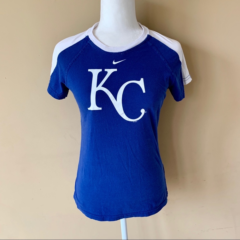 Nike Genuine Merchandise Small KC Kansas City Royals Baseball Blue White Shirt